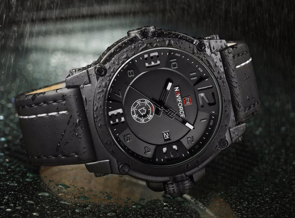 Топ люксовый бренд NAVIFORCE мужские спортивные часы кварцевые часы с кожаным ремешком Мужские Водонепроницаемые наручные часы relogio masculino 9099