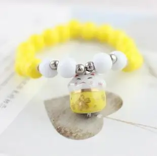 Браслеты и обручи с бусинами в виде кошки на удачу из натурального камня милые