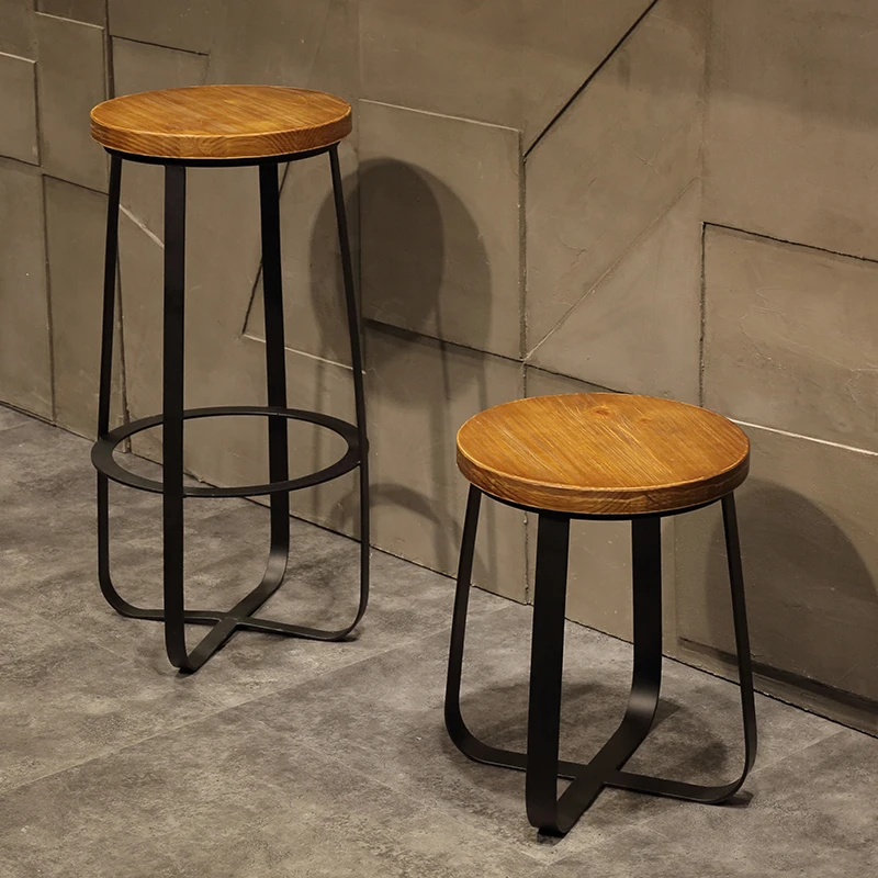 Европейский барный стул из кованого железа стол массива дерева и