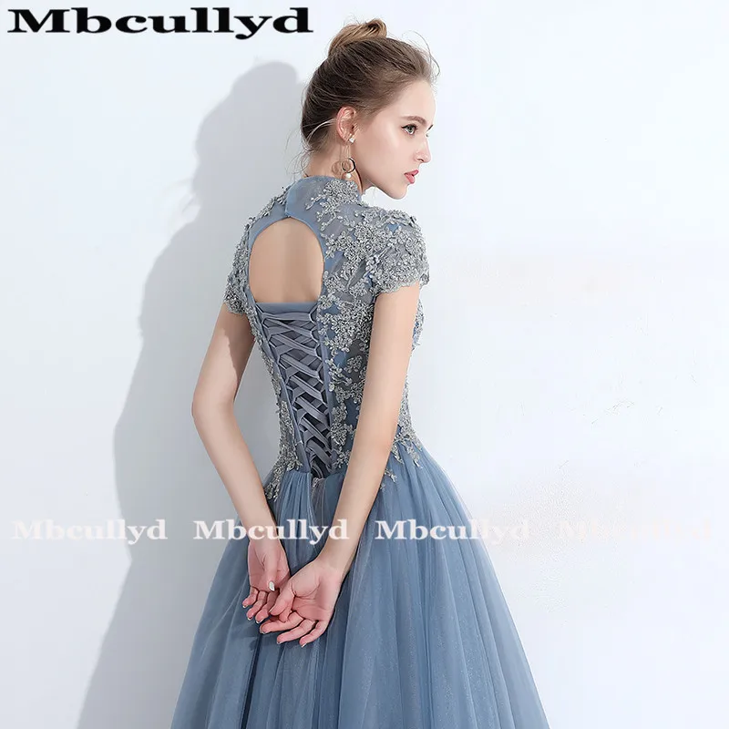 Mbcullyd винтажные платья выпускного вечера с высоким воротом 2020 Тюль A-Line вечернее