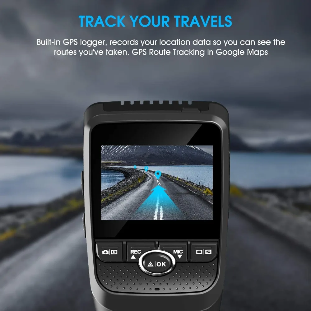Dash Cam Pruveeo 112GW FHD 1080 P, встроенный WiFi gps, Dash камера для автомобиля с сенсором sony 170 градусов широкоугольный 2,4 дюймовый ЖК-дисплей