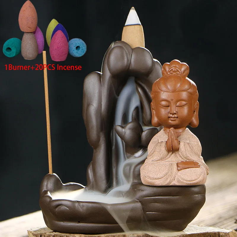 Конус для благовоний и курильница Керамическая исинская фиолетовая глина Будда