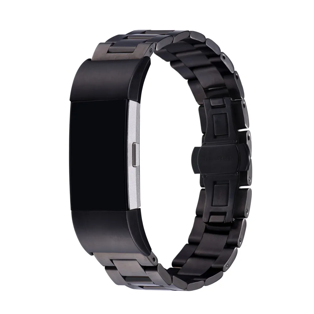 Black Band For Fitbit Charge 2 Metal Replacement Bands Stainless Steel Adjustable Bracelet FBC2827H | Наручные часы