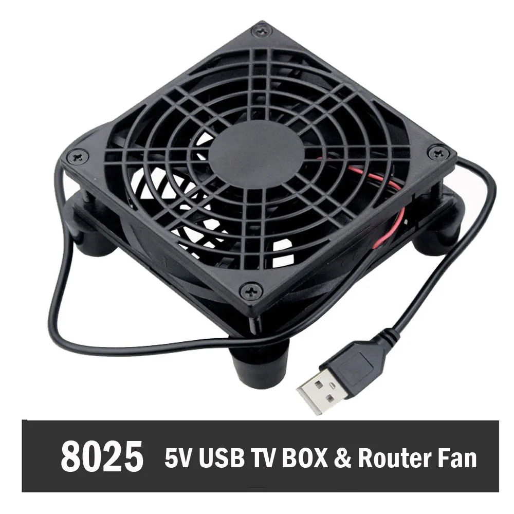 

5pcs Gdstime Router fan PC Cooler TV Box Wireless Cooling Silent DC 5V USB power 80mm fan 80x25mm 8CM W/Screws Protective net