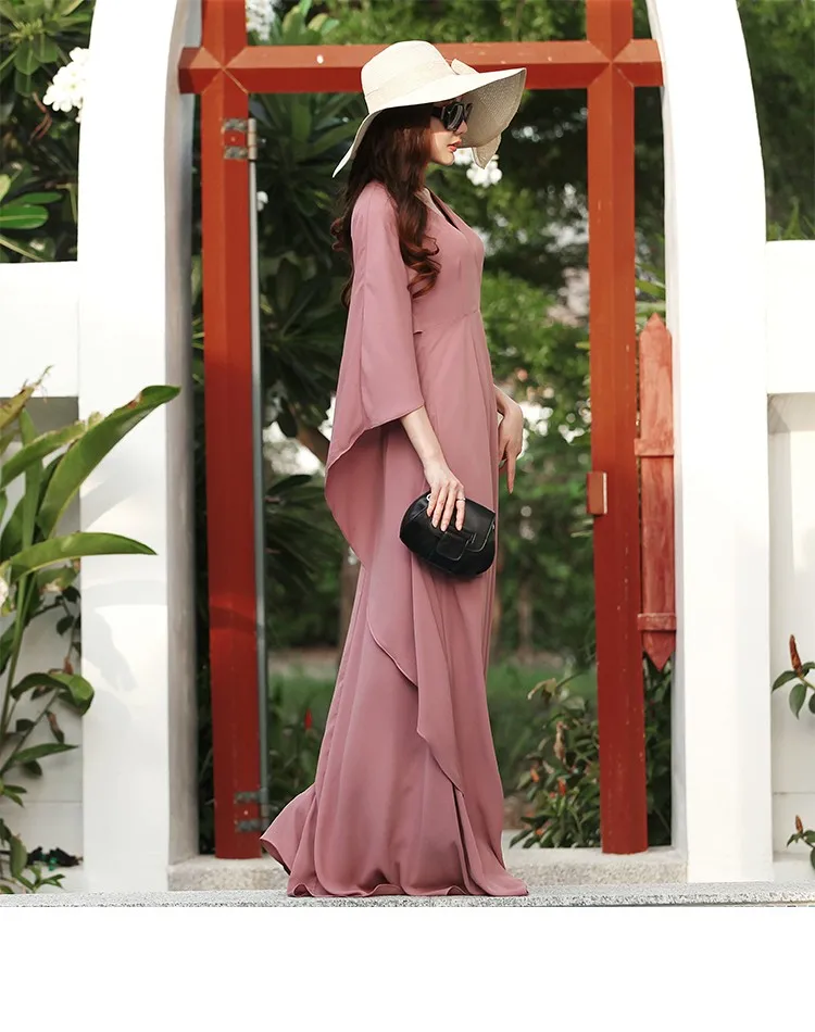 WBCTW Boho Dress7XL плюс размер длинное шифоновое платье с расклешенными бабочками 2/3