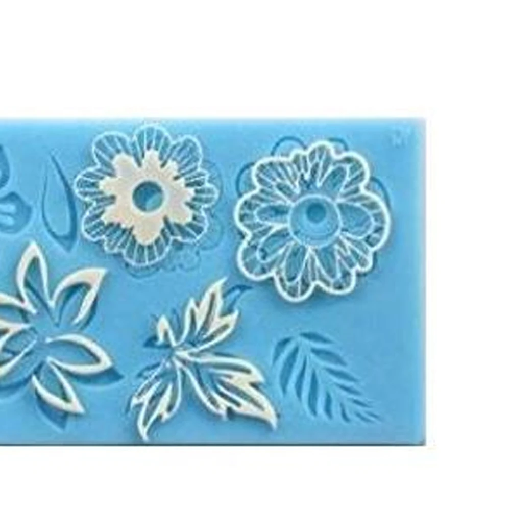 Sugarcraft силиконовые цветок лист тиснение кружево помады плесень украшения торта
