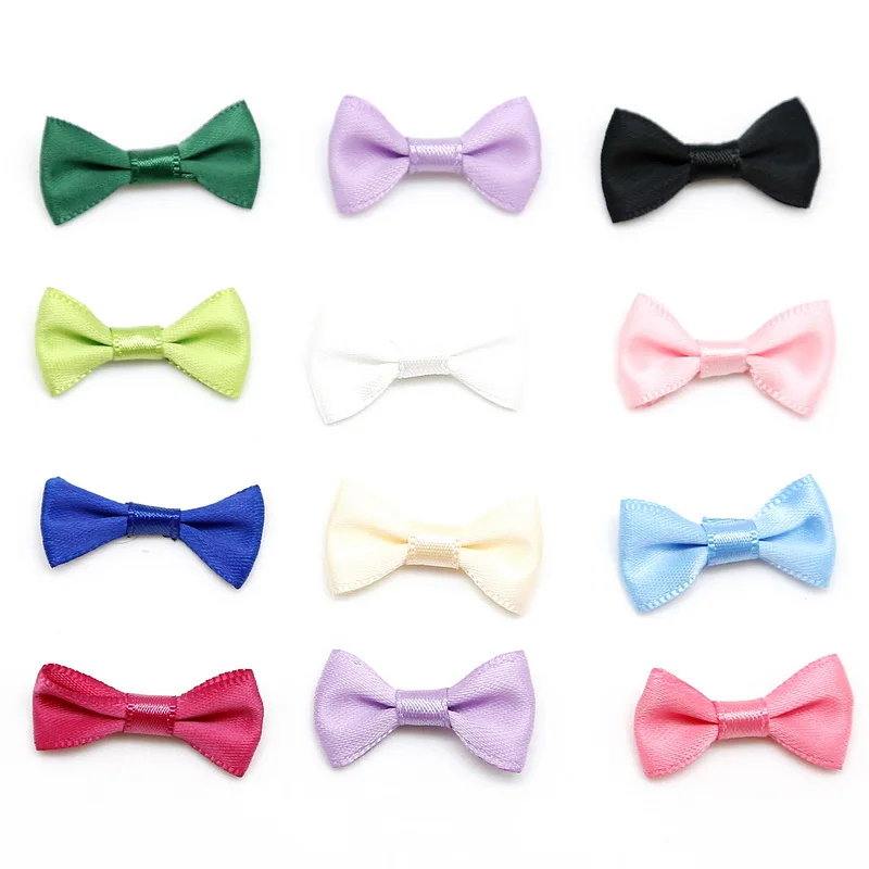 25Pcs 3*1.5cm Mini Satin Ribbon Bowknot Hair Clips Applique DIY Craft Grosgrain Bow Tie Scrapbooking Wedding Decoration | Дом и сад