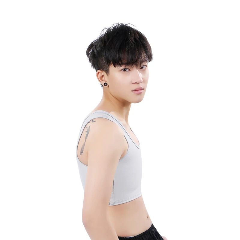 W1BA6-Gray Корсет грудь связующее нижнее белье топы Tomboy бинты Binder Транс дышащие боковые крюк бюстье Бюстгальтер Связывание бюст - Цвет: W1BA6-Gray
