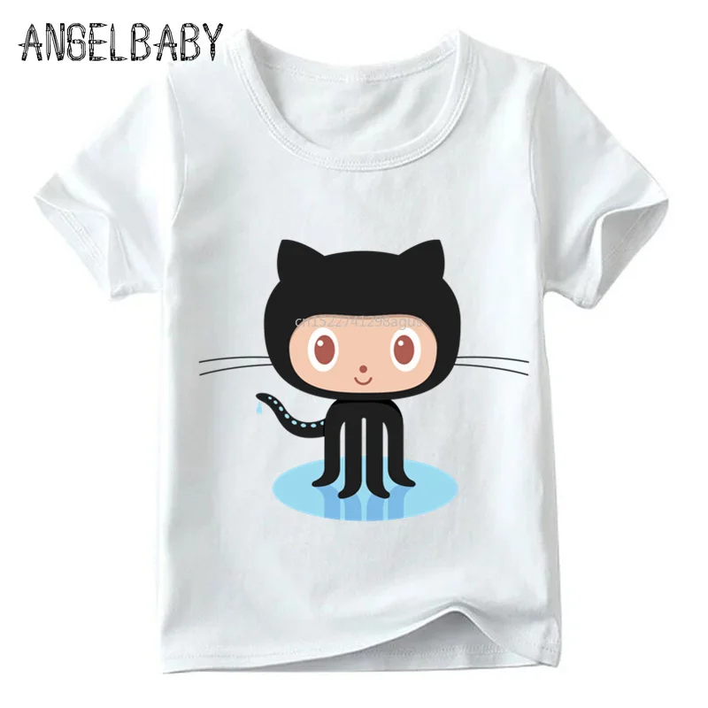 Детская футболка с программатором Geek кодирующим принтом Github летние белые топы
