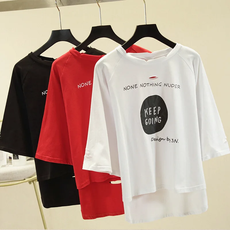 Женская футболка с принтом асимметричная длинная большого размера летний топ в