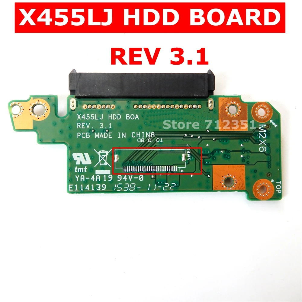 

X455LJ IO Board HDD Board REV 2.1 /3.1 For ASUS X455 X455L X455LJ X455LD X455LF X455WE Motherboard USB SD Card board HDD Board