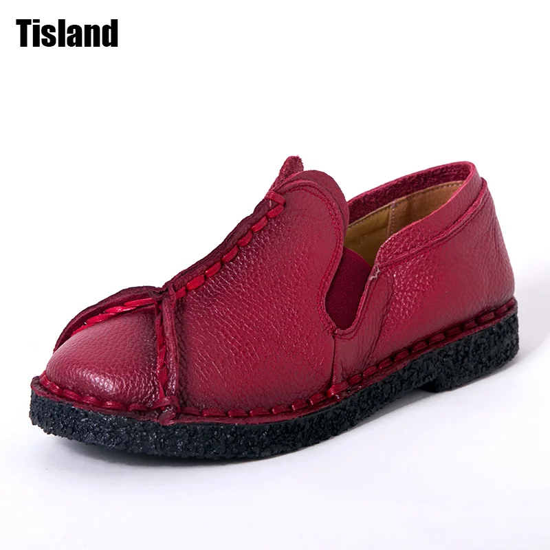 Женская обувь ручной работы туфли в ретро-стиле натуральная кожа на плоской