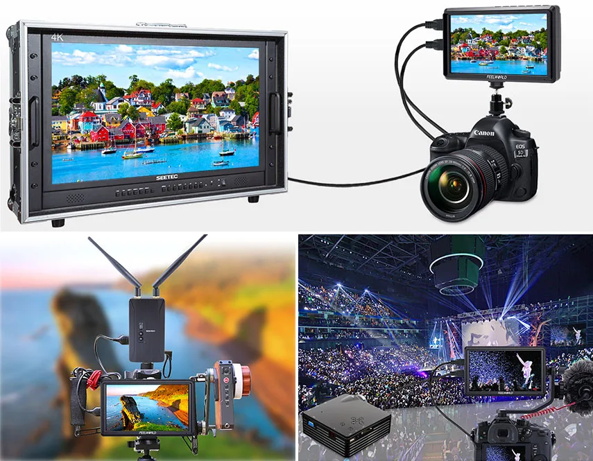 FEELWORLD FW568 5,5 дюймов DSLR Камера полевой монитор с разрешением 4K HDMI Full HD 1920x1080 ЖК-дисплей ips DC Выход видео фокус помощь для Камера s
