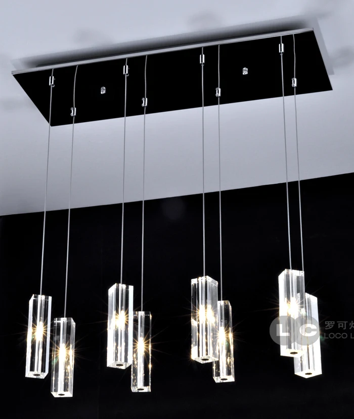 

Современный минималистичный Хрустальный подвесной светильник rectang для бара столовой 5 головок/8 хрустальных подвесных осветительных ламп