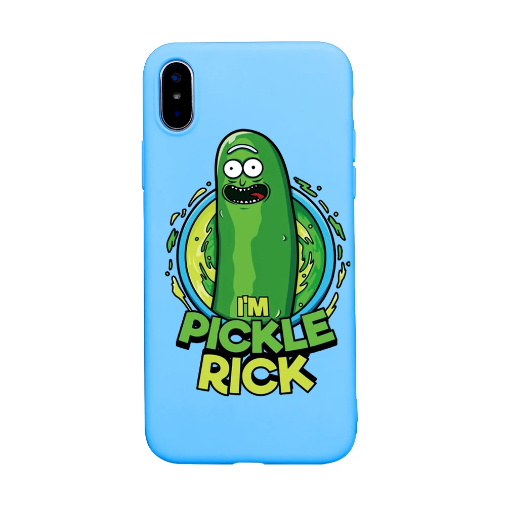 Милый чехол для телефона Rick marty Pickle для iphone 8, 7, 6, 6s Plus, 5S, SE, разноцветный мягкий чехол для телефона из ТПУ для iphone X, XS, XSMAX, XR, чехол - Цвет: blue-4565