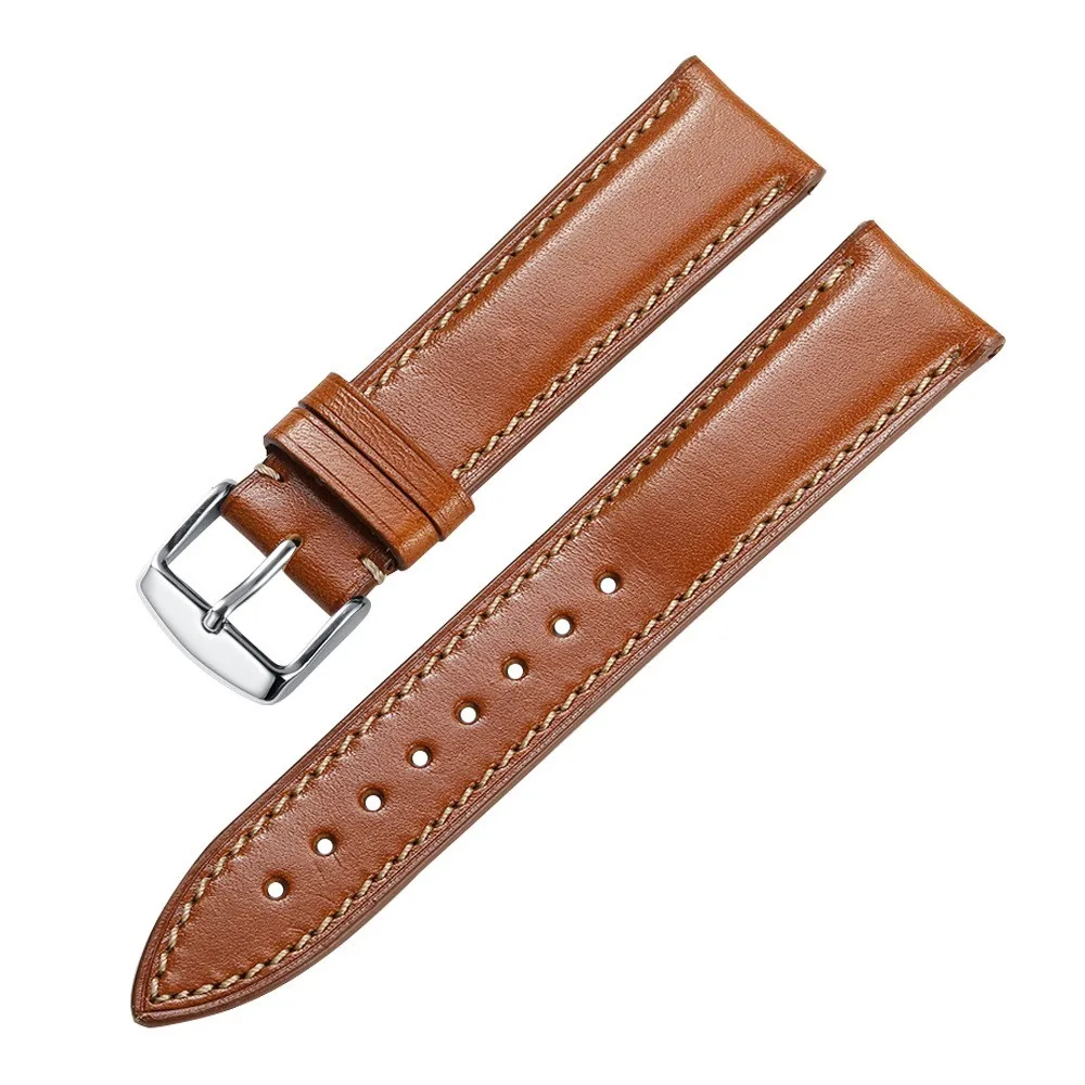 brown with tan line Ремешок для часов 18 мм 19 мм 20 мм 21 мм 22 мм 24 мм ремешок для часов из натуральной телячьей кожи - Цвет ремешка: brown with tan line