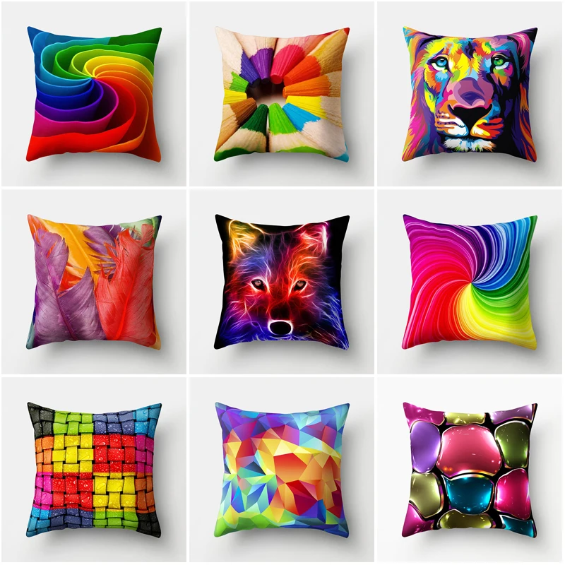 

2018 Creative design beautiful picture Pillowcase Cushion cover Polyester material Decorative Pillow case Cover for Sofa Cojin