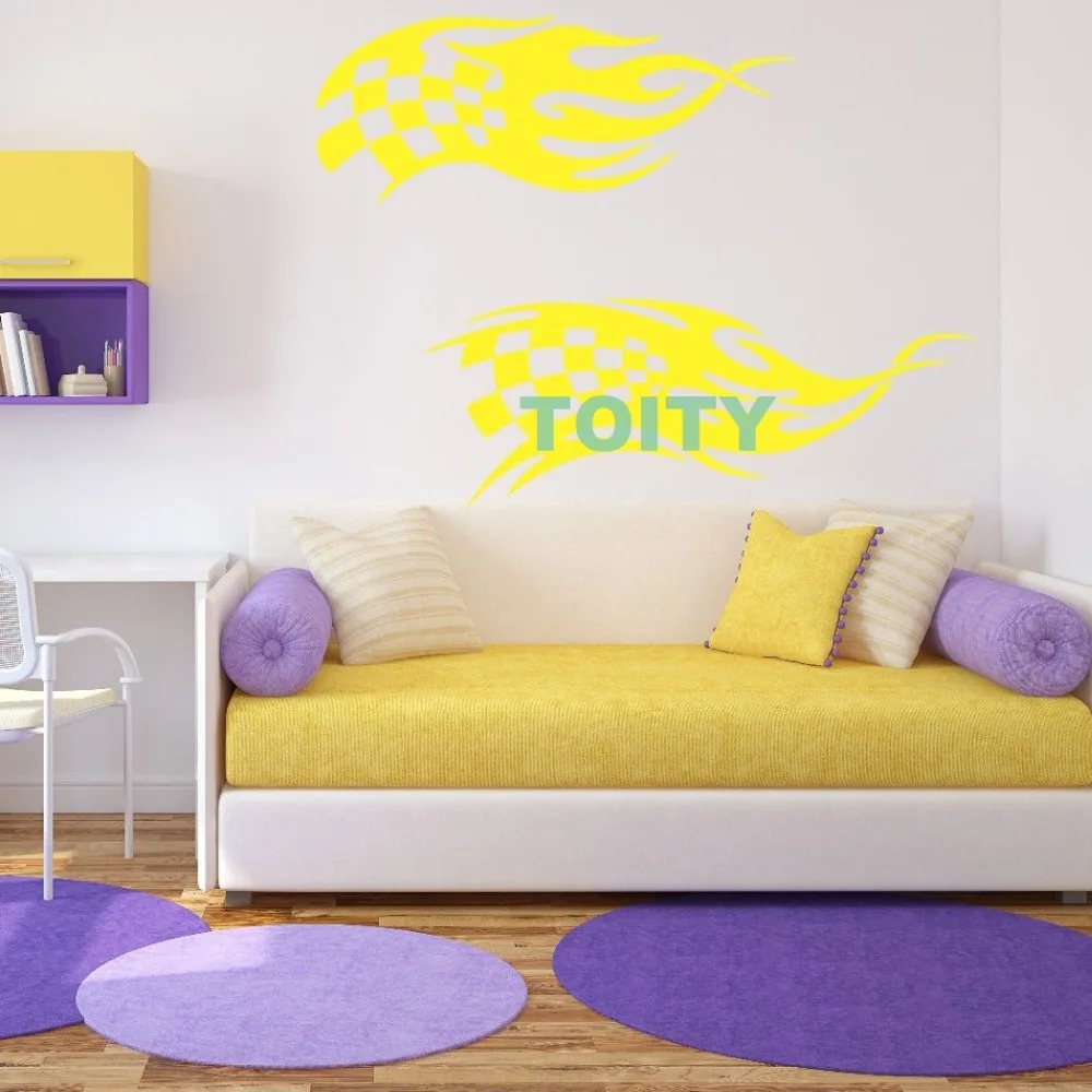 Настенная Наклейка скоростная машина мощный флаг Grandstand отделка Виниловая