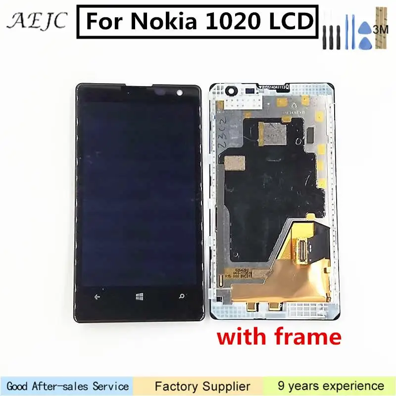 Для Nokia Lumia 1020 для ЖК-дисплей дигитайзер сенсорный датчик экрана в сборе с рамкой