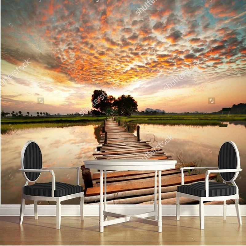 Обои на заказ с изображением природного ландшафта закат реке фотообои для