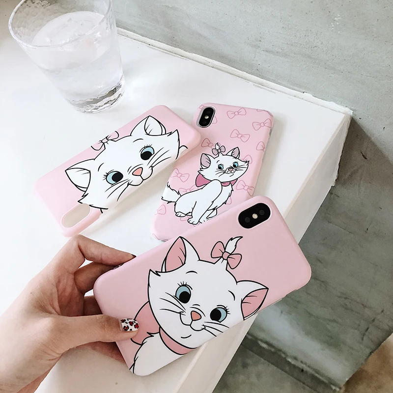 Милый розовый мягкий силиконовый чехол для телефона Marie Cat для iphone 6, 6s, 6 s, 7, 8 plus, чехол с героями мультфильмов для iphone X, XR, XS, MAX, чехол