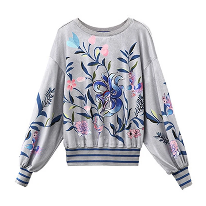 Женская футболка Trytree осенняя Повседневная с цветочным принтом и круглым вырезом