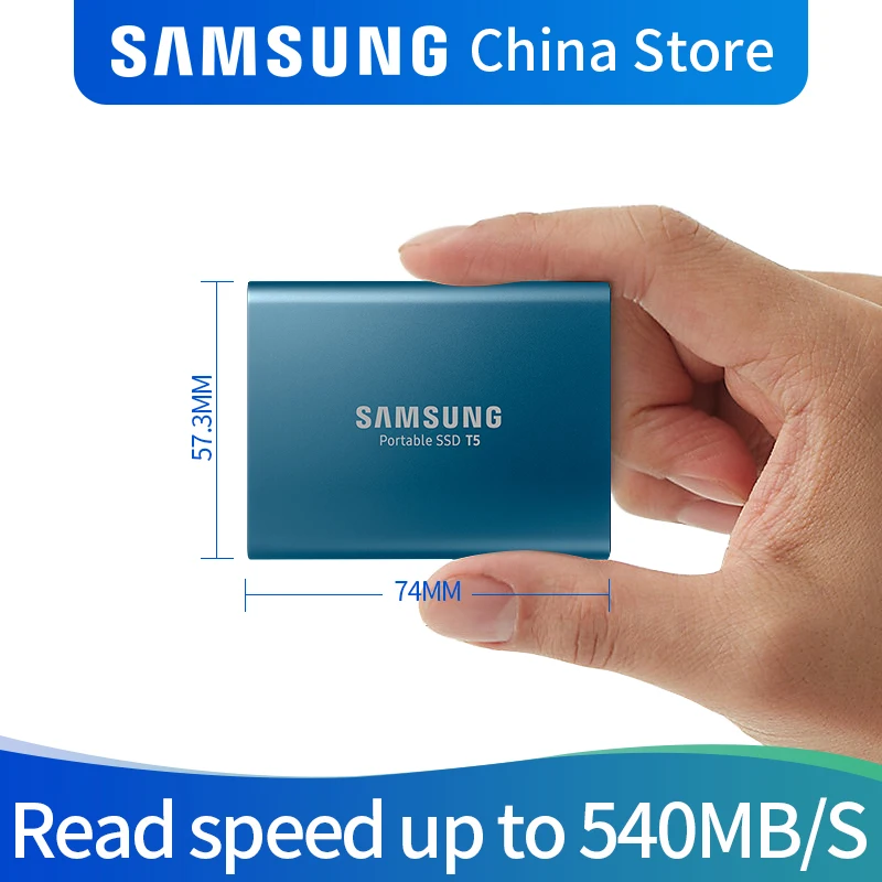 Samsung T5 портативный SSD 250 ГБ 500 1 ТБ 2 ТБ USB3.1 Внешние накопители USB 3,1 Gen2 и обратная совместимость с USB для ПК