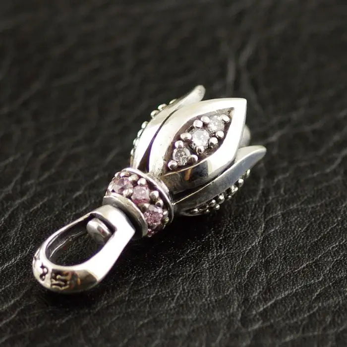 Маленькие винтажные подвески из чистого серебра 925 пробы с бутоном лилии|silver