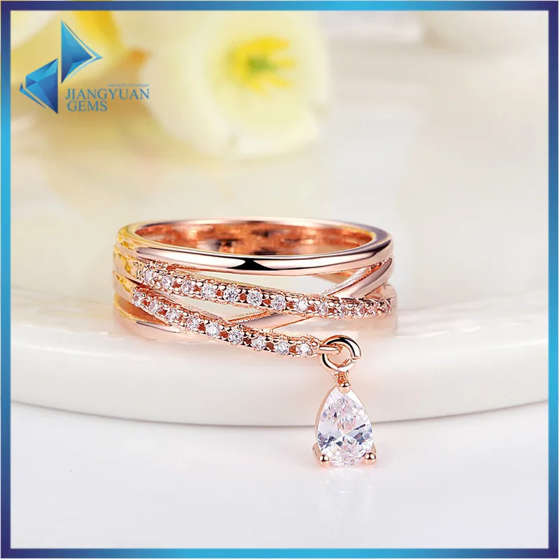 Специальное Кольцо С Груша кулон Настройка с AAA Цирконий Роуз Позолоченные Палец