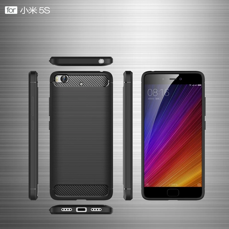 Мягкий чехол из ТПУ для Xiao mi 5 5S Plus 6 5x A1 силиконовый матовый углеродного волокна