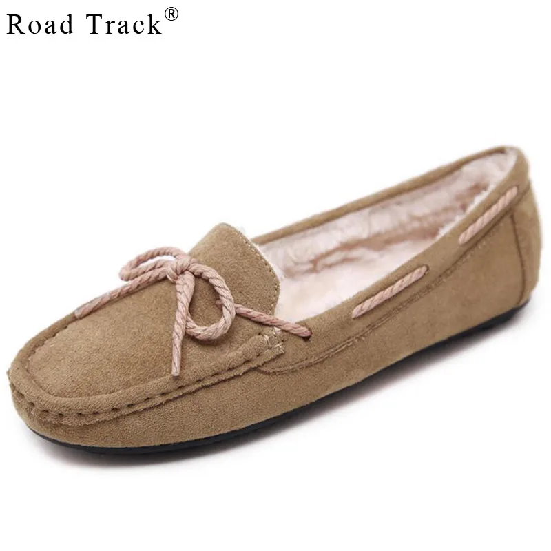 Road Track Solid Color Round Head Casual Shoes Bow Plus Flowers Velvet Warm Flat XWA1168-45 | Обувь