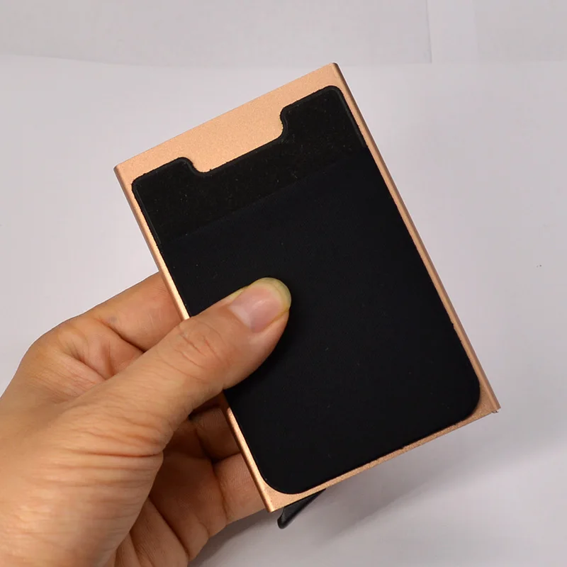 Rfid Blocking Credit Card Holder with Lycra Phone Pocket Metal Wallet for Cards Aluminum Alloy Covers | Багаж и сумки