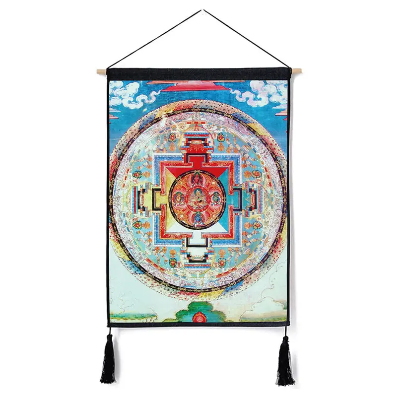 Pattern 2 Традиционный Thanka красивый буддийский свиток Живопись Домашний Декор настенный гобелен хлопок белье свиток живопись с кисточками - Цвет: Pattern 2