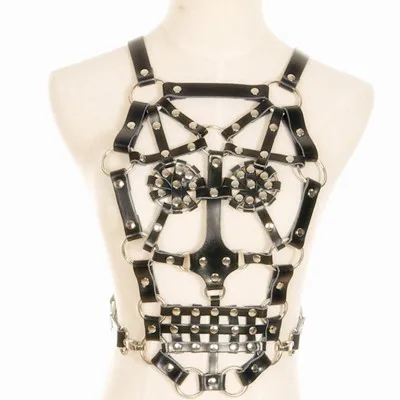 HARNESS,women and men European and American popular nightclub with exaggerated hyperbole clavicle chain leather waist straps