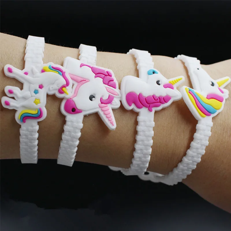

10pcs/lot Unicorn Party Rubber Bangle Bracelet Birthday Party Decorations Kids Baby Shower Favors Unicornio Decor Party Supplies