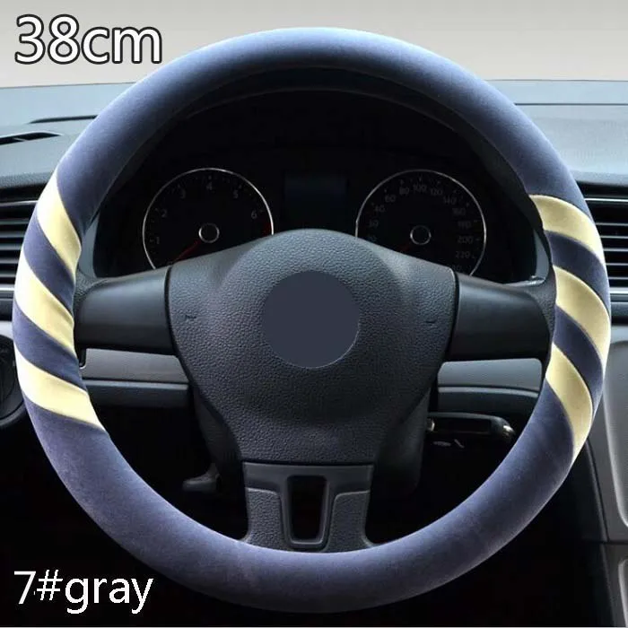 7 gray 38cm Rete 36/38/40 см Универсальный чехол рулевого колеса автомобиля украшения Нескользящие Дышащие Модные короткие меховые полосы дизайн Wh - Название цвета: 7 gray 38cm
