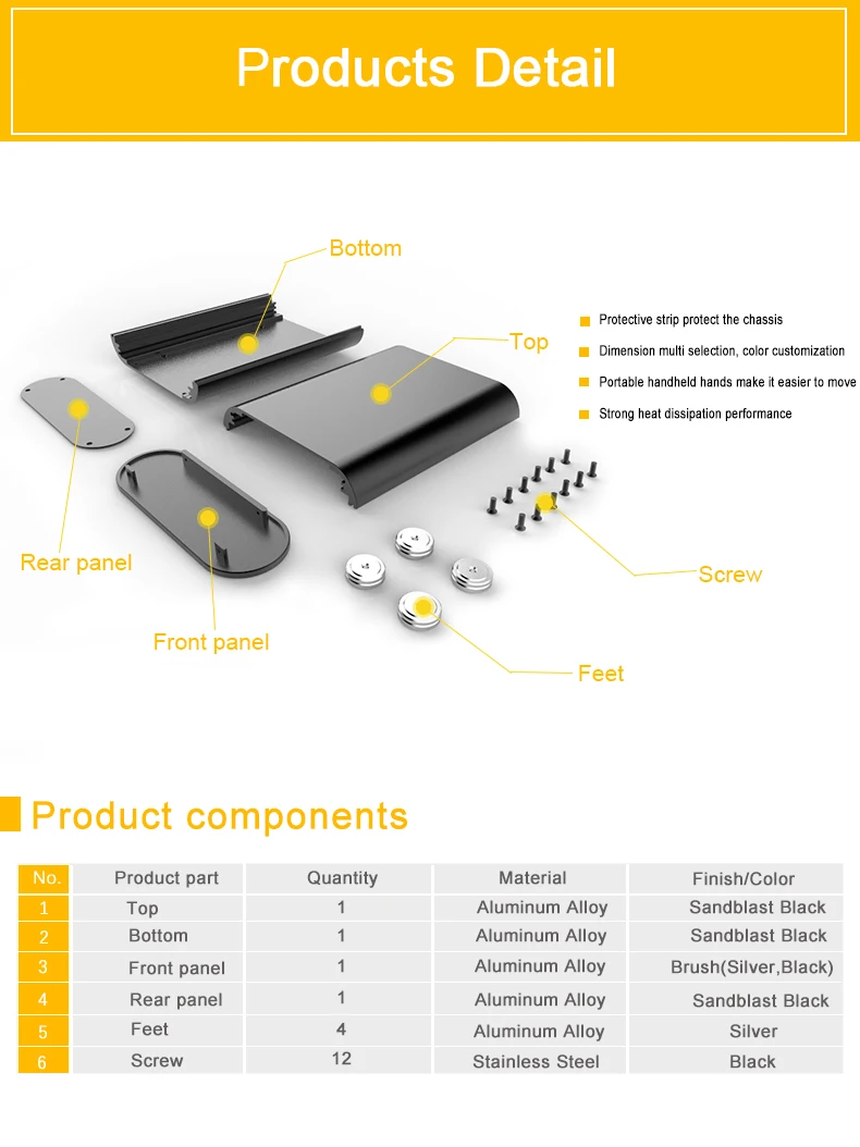 GOF-U01 серии шасси 185*55*220 мм (ШхВ-D) алюминиевый небольшой экструзионный домашний