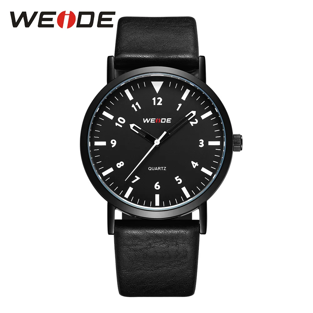 WEIDE черный pu кожаный полосатый ремешок аналоговые кварцевые мужские Роскошные