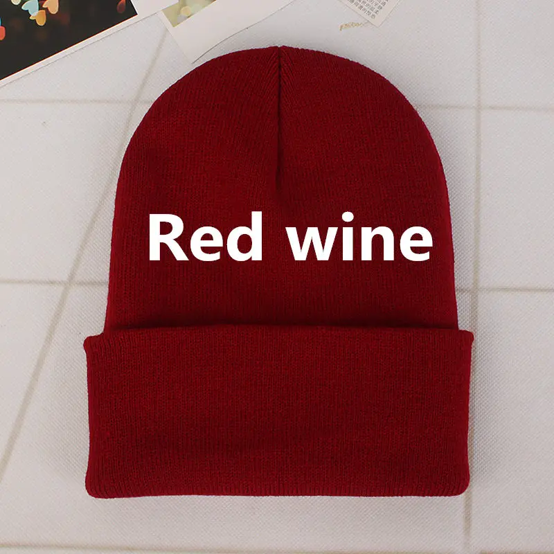 DIY design Accepts One Winter Beanie 24 Colors Hats Printing Your Own Logo Customized Fashion Warm Cap Unisex Elasticity Knit - Цвет: Бургундия