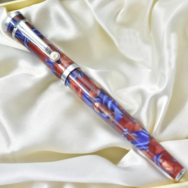 Fuliwen Elizabeth Edition F2037 целлулоидный стиль авторучка высокое качество красный акриловый чехол перо из иридия Золотое перо - Цвет: colorful
