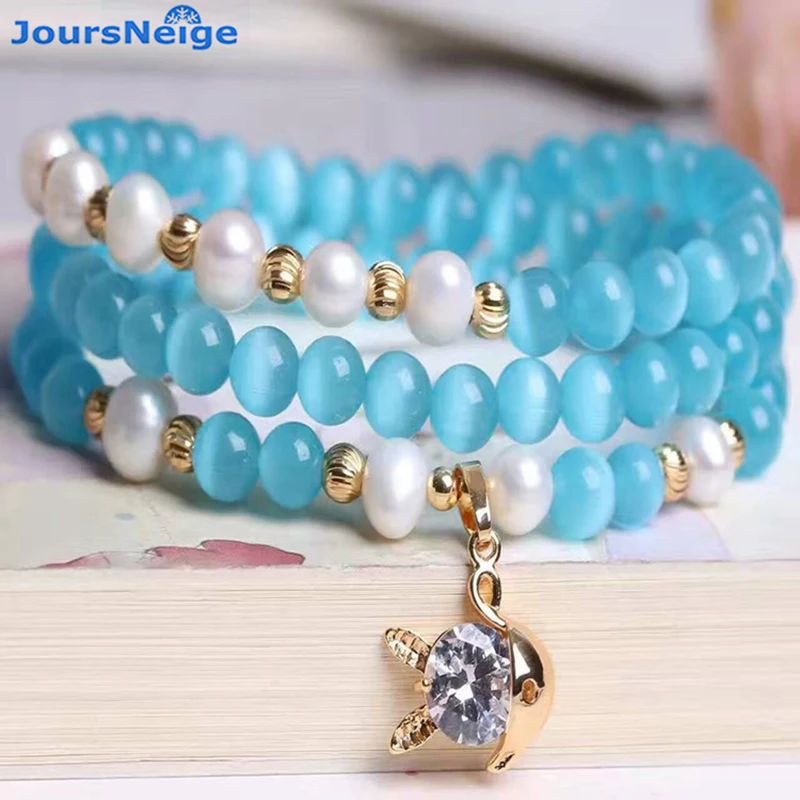 Оптовая продажа голубые браслеты из натурального камня кошачий глаз 6 мм бусины с