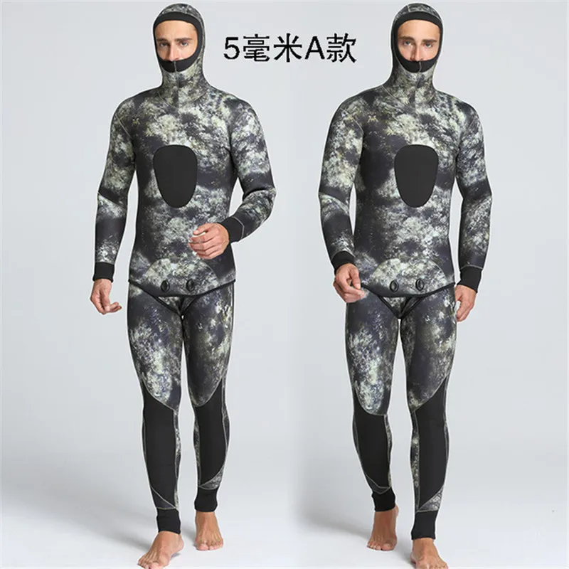 5 мм неопрена дайвинг Гидрокостюмы мокрого типа теплая из двух частей Дайвинг