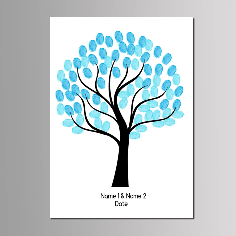 New DIY Money Tree Annual Meeting Fingerprint Signature Guest Book Wedding Party Decoration Printed Canvas Painting 50*70cm