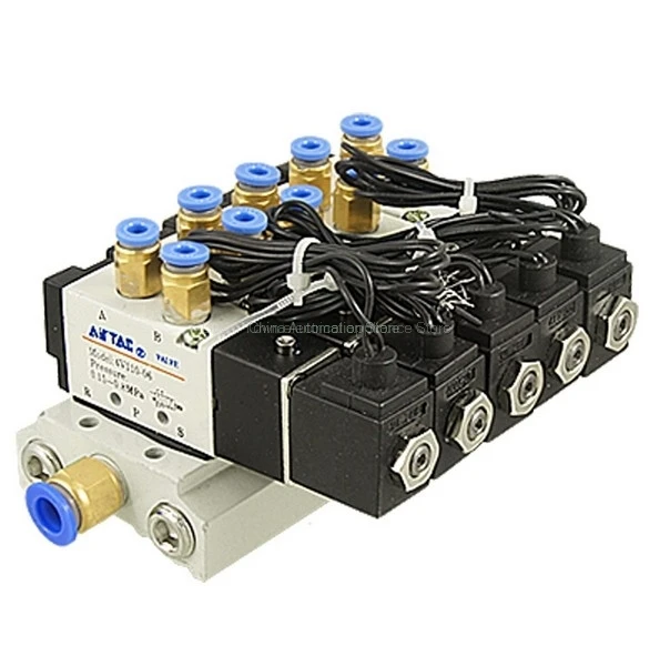 

DC 24V 5/32 "быстроразъемный 2-позиционный 5-позиционный Соленоидный клапан с базовым глушителем