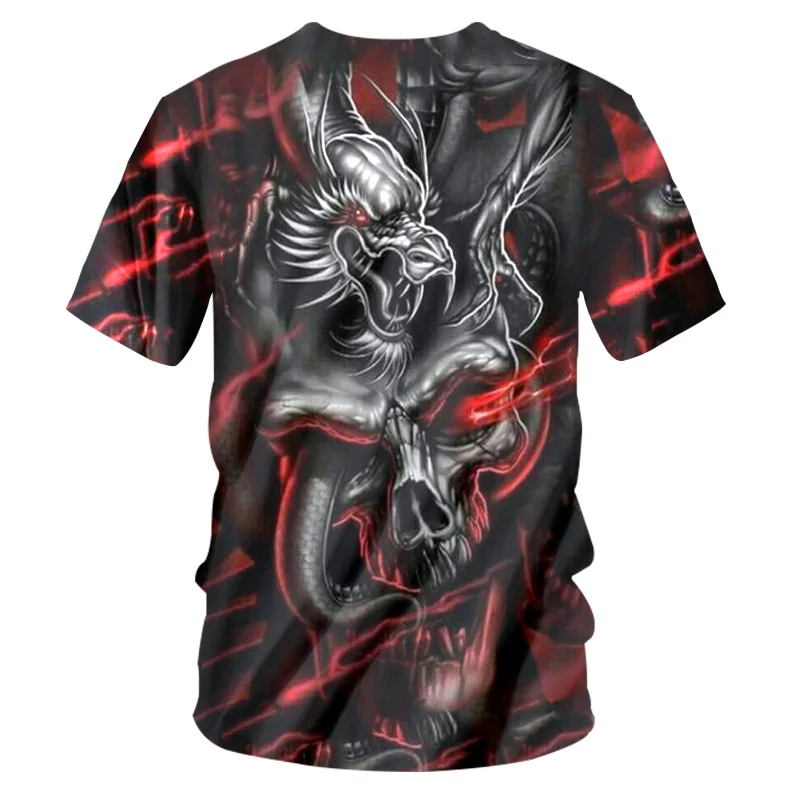 UJWI Лидер продаж 7XL мужские футболки Серебряный Дракон Череп 3D печать футболка