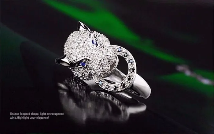 Популярные серебряные леопардовые кольца для женщин модные с животными вечерние