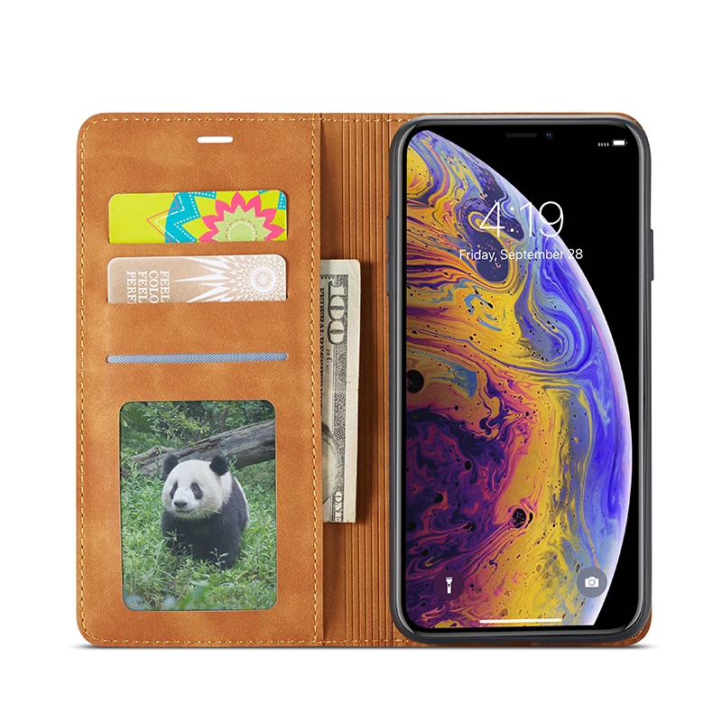 50 шт. Forwenw PU Кожаные чехлы бумажники 3 слота для карт iPhone 6 7 8 X XS XR Max чехол Samsung S8 S9
