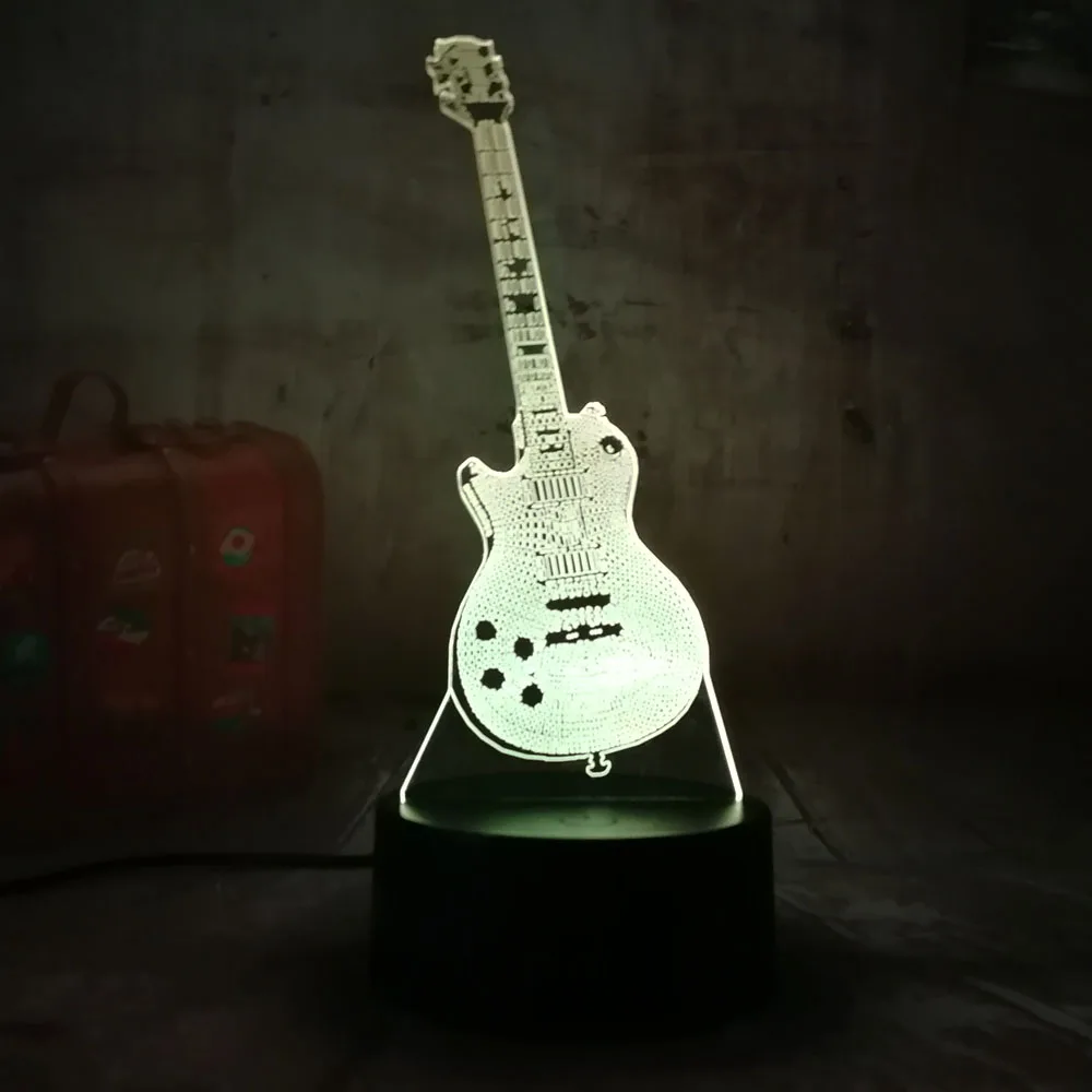 Новый Amroe бас гитара 3D RGB светодиодный ночной Светильник Multi Цвет творческий 7