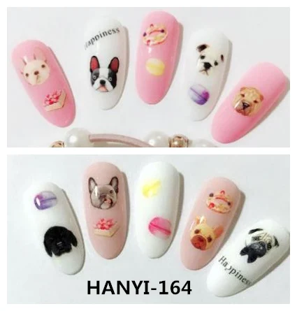 Newest HANYI-163-164 dog 3d nail art sticker decal stamping export japan design | Красота и здоровье