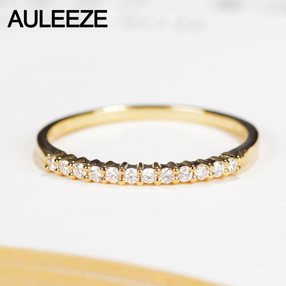 AULEEZE Classic 18K Gold Anniversary Real Natural Diamond Wedding Band 750 Rose Rings For Women Ladies Ring Jewelry | Украшения и